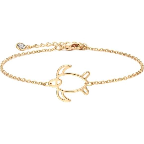 Bracelet 14K Gold Plated Dainty Chain Simple Jewelry Cute Handmade Minimalist - Picture 1 of 14
